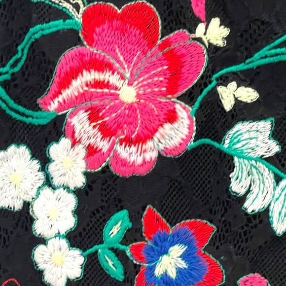 NWOT GUESS Lace Floral Off Shoulder Body con Mini 4 Black Multi - Picture 12 of 16